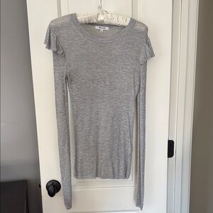 Madewell Light Gray Ribbed Crew Neck Lightweight Sweater